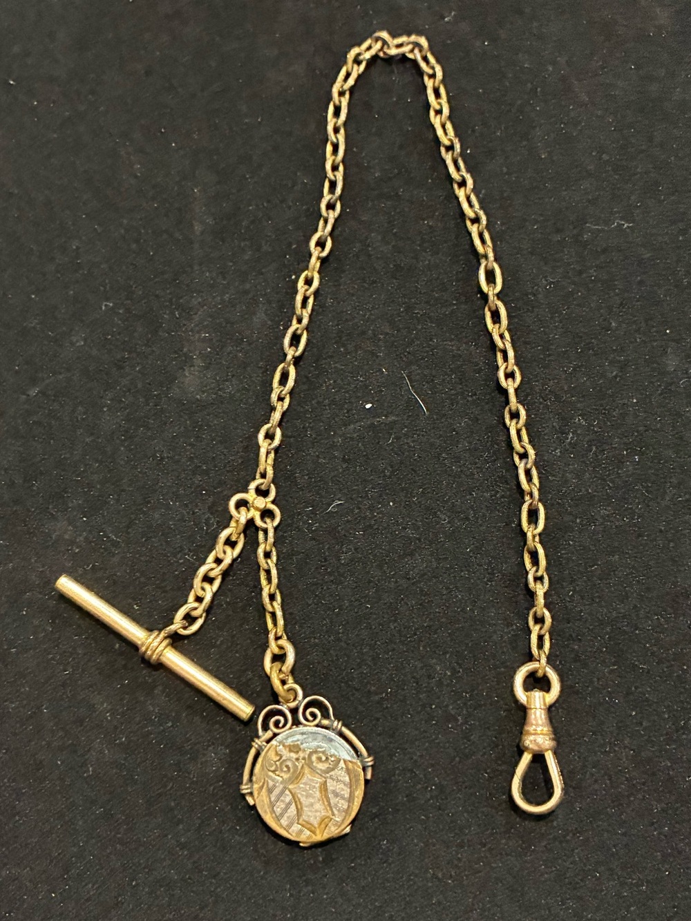 Antique Victorian Gold Filled Albert Pocket Watch Chain & Locket Fob